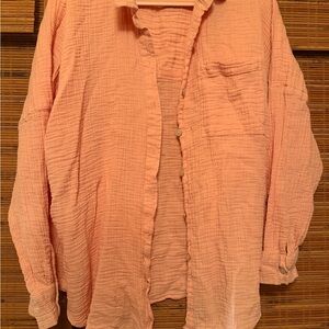 American Eagle Outfitters Pink Textured Shirt